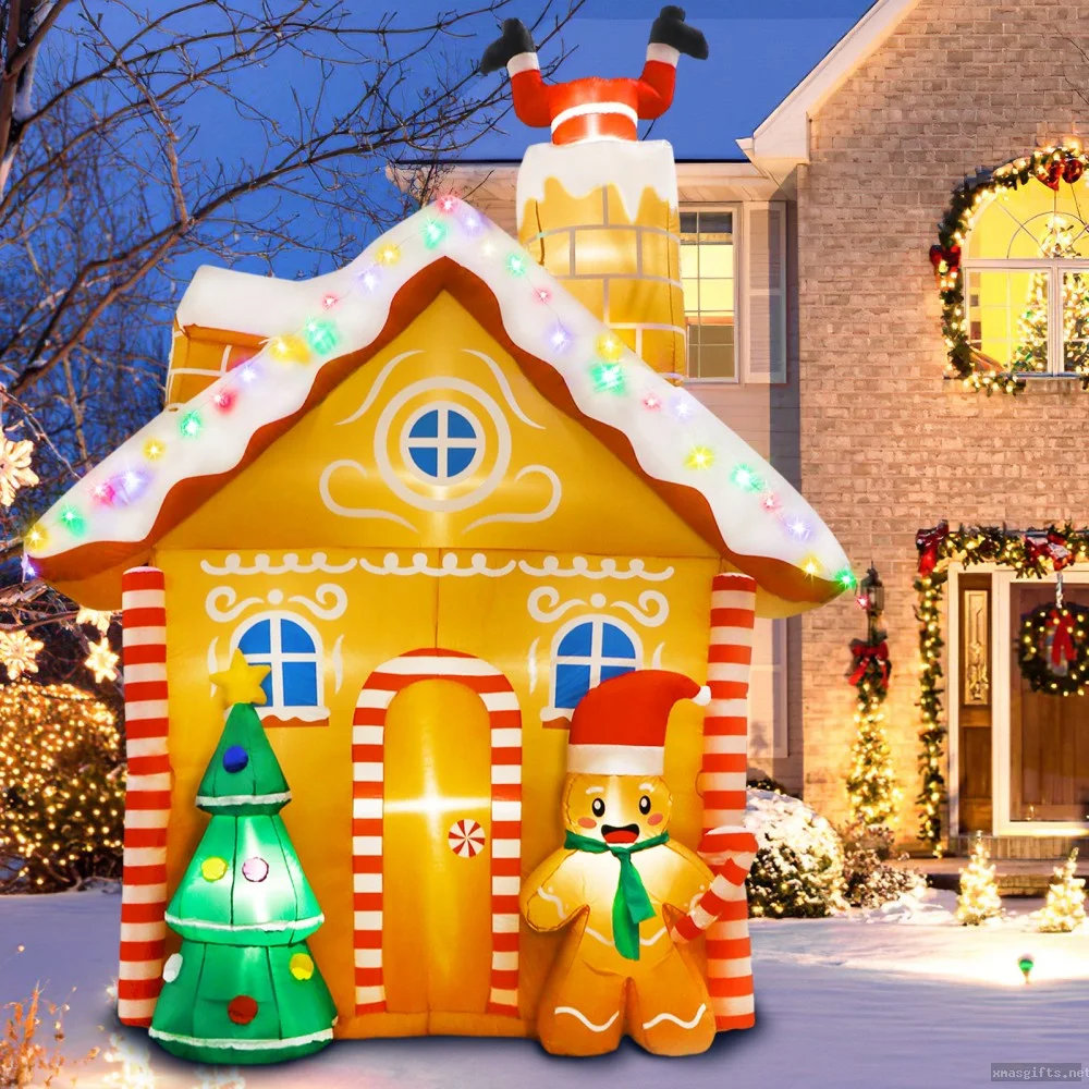 Giant Lighted Gingerbread House Inflatable Xmas Holiday Kids Party Ornament