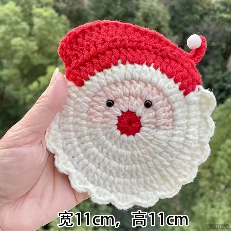 Handmade Crochet Orange Flower Coaster, Eco Yarn Knitted Cup Mat Creative Gift Wholesale