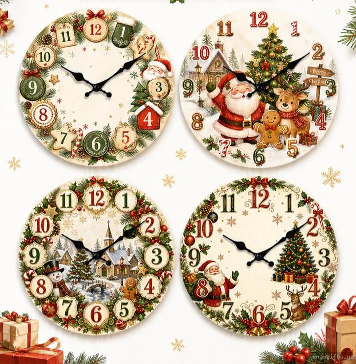 Mute Quartz Christmas Wall‑clock Creative Holiday‑style Bedroom Living‑room Wall‑decor Clock