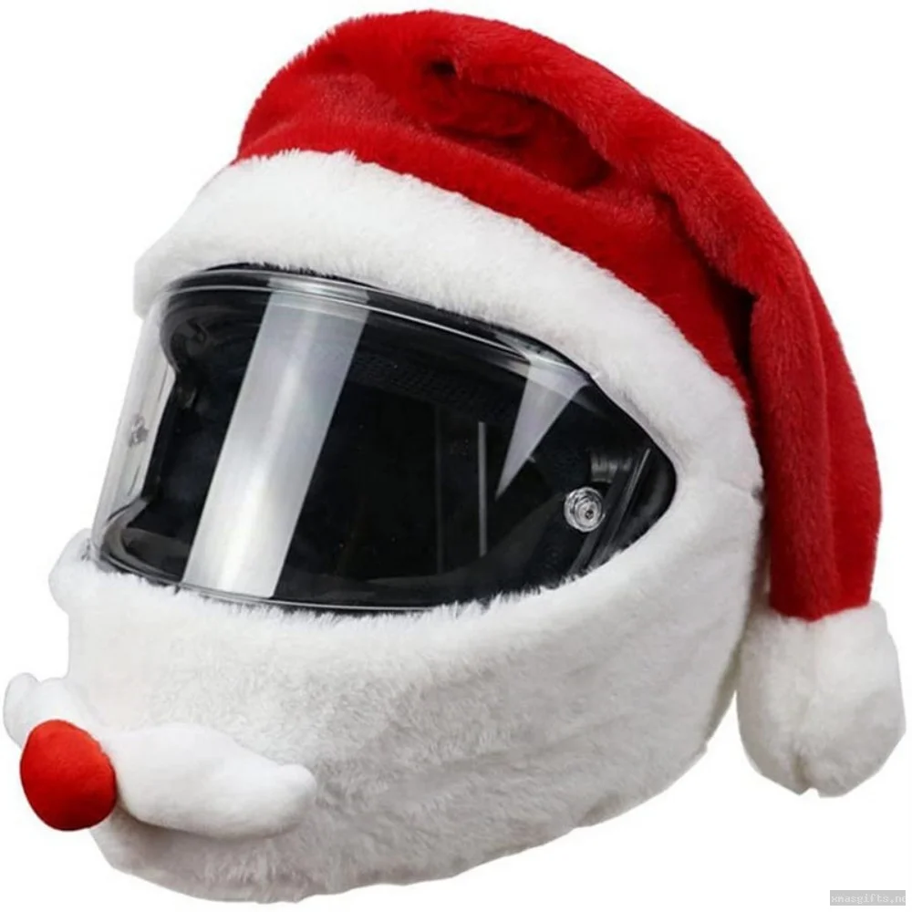 Plush Santa Motorcycle Helmet Cover, Christmas Helmet Sleeve Xmas Holiday Riding Decor