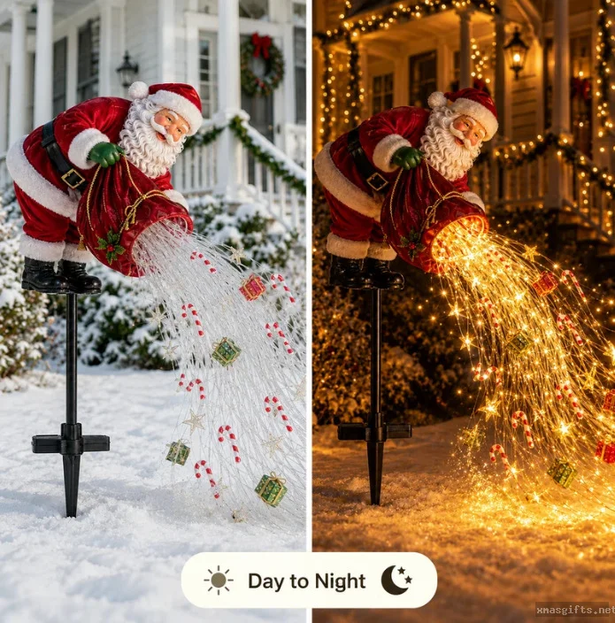 Solar Flowing LED Christmas Garden Light, Outdoor Xmas Landscape Decorative Path Light