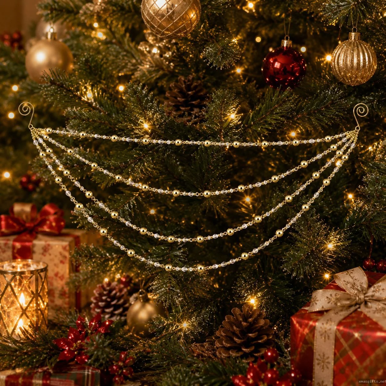 Sparkling String Pendant Xmas Tree Ornament Indoor Festive Scene Accent