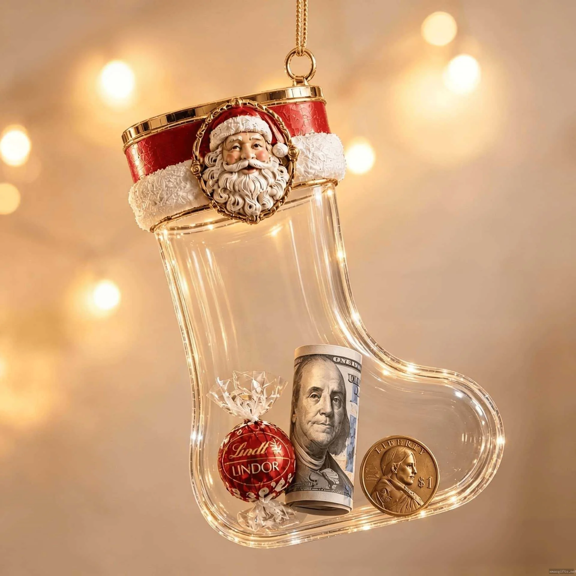 Transparent Christmas Stocking Craft Empty Xmas Sack Holiday Gift Tree Hanging Ornament
